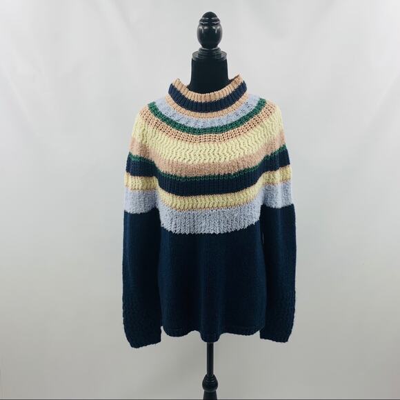 Caslon Navy Multi Round Stripe Sweater - Picture 3 of 10